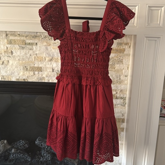 Sea New York Vienne Eyelet Mini Dress NWT Small Red - Picture 6 of 9